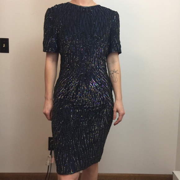 Stenay Dresses & Skirts - Vintage Navy Beaded Short Sleeve Fancy Dress